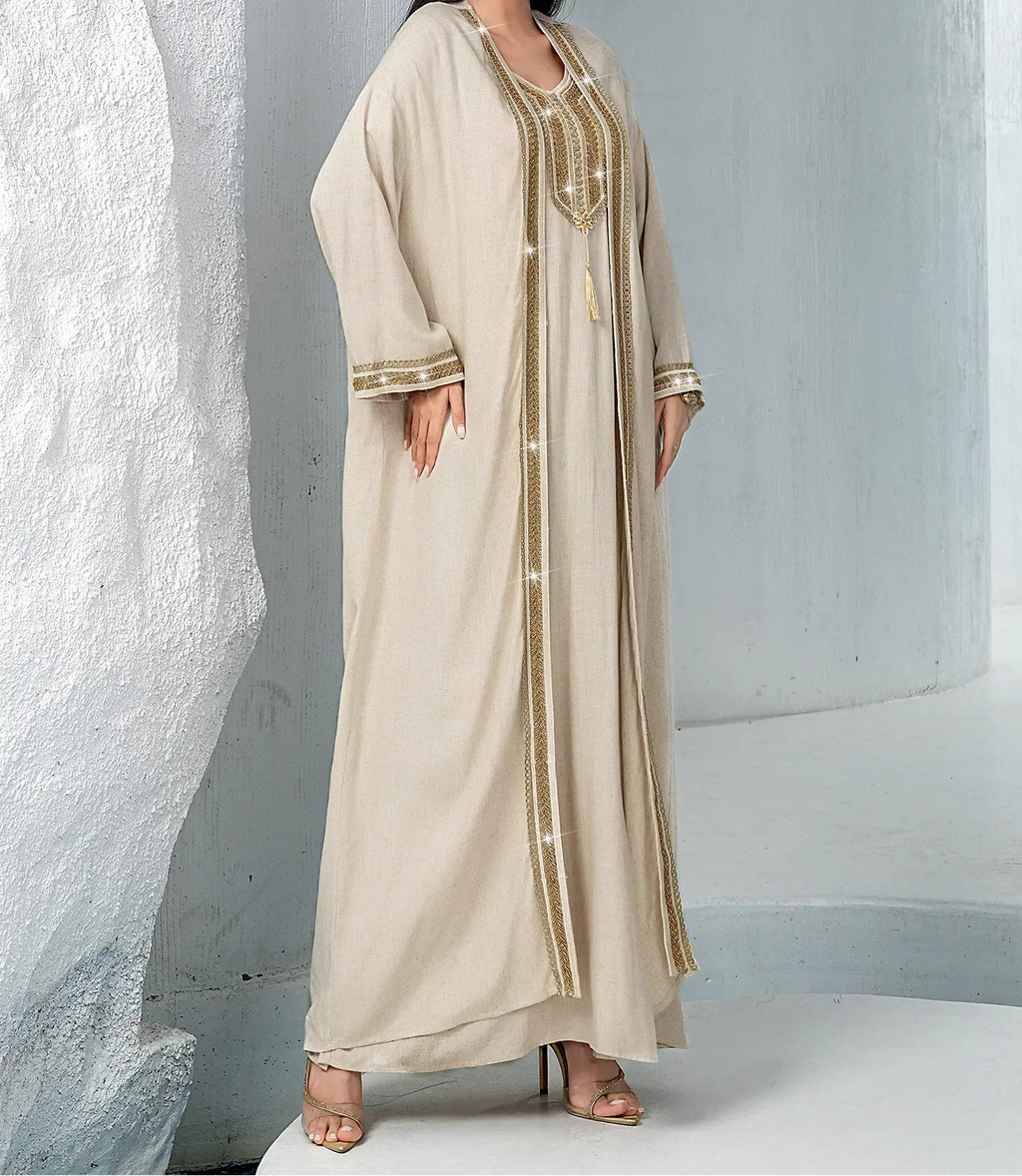 Eid Dress for Women Abaya 2 Piece Set Diamond Party Long Dresses Muslim Caftan Robe Jalabiya Ramadan Kaftan 2026 Vestidos Largos