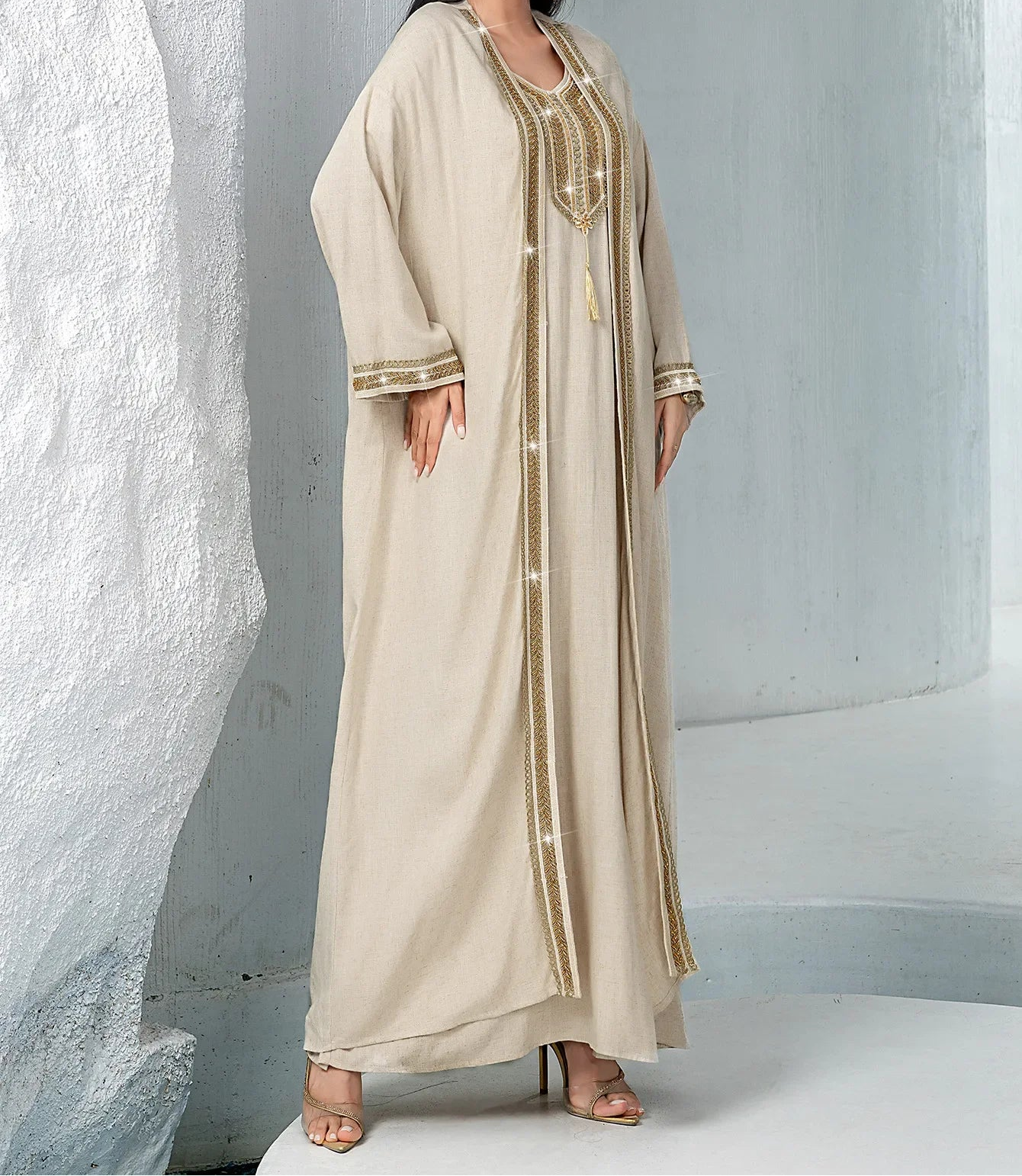 Eid Dress for Women Abaya 2 Piece Set Diamond Party Long Dresses Muslim Caftan Robe Jalabiya Ramadan Kaftan 2026 Vestidos Largos