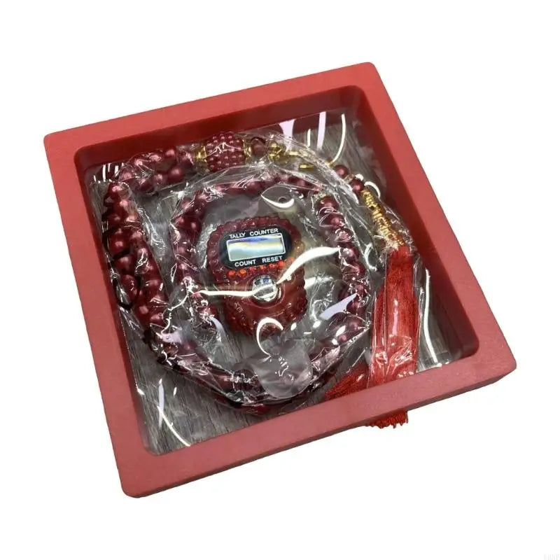 Y3NE 99-Prayer Tasbih Beads Rosary Beads with Counter Tasbih Prayer Beads Wrap Bracelets Necklace Eid Prayer Beads for Adult