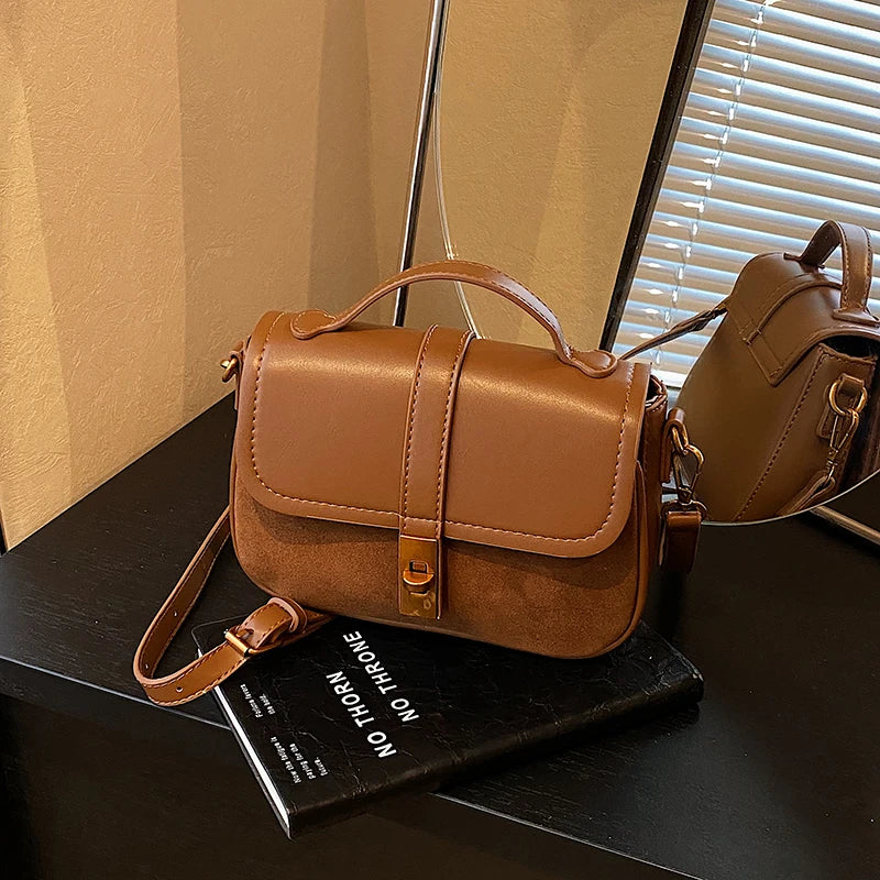 Branded Mini Square Flap Cross Body Bags For Women Luxury Designer Purses And Handbags PU Suede Shoulder Saddle Bag