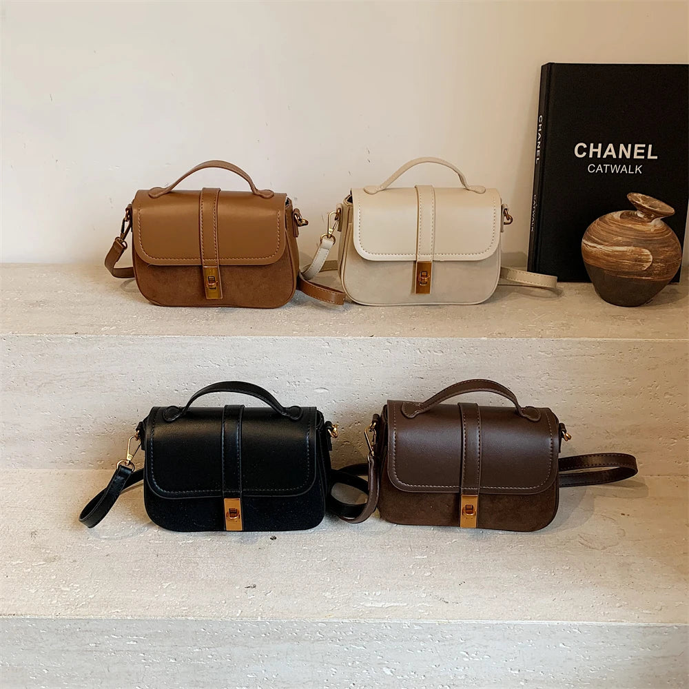 Branded Mini Square Flap Cross Body Bags For Women Luxury Designer Purses And Handbags PU Suede Shoulder Saddle Bag