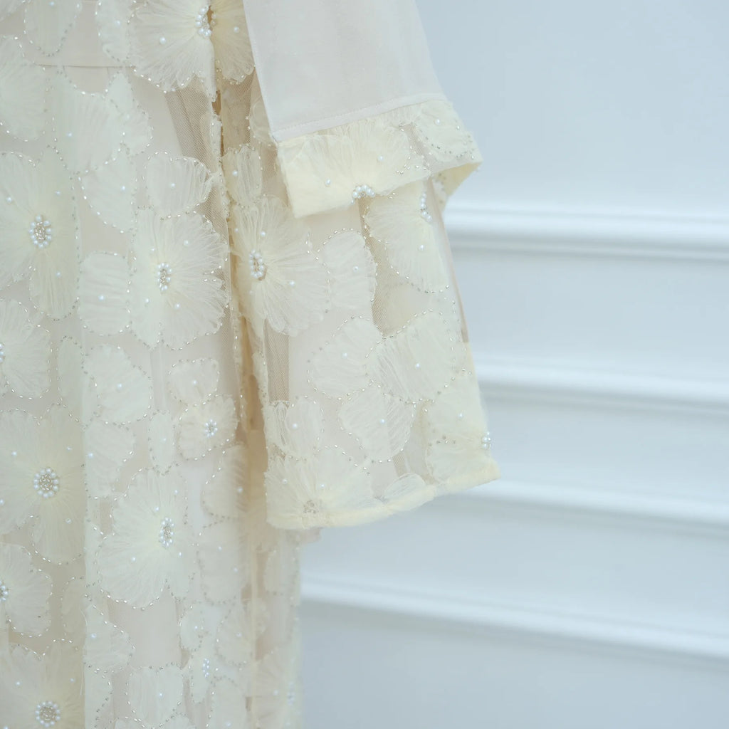 Eid Women Abaya Muslim Cardigan Dress Beading Flower Jalabiya Ramadan Vestidos Largos Islam Arab Long Robe Morocco Kaftan 2026