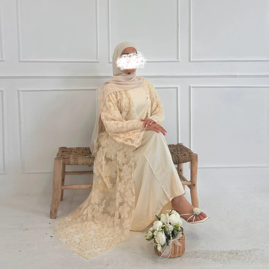 Eid Women Abaya Muslim Cardigan Dress Beading Flower Jalabiya Ramadan Vestidos Largos Islam Arab Long Robe Morocco Kaftan 2026