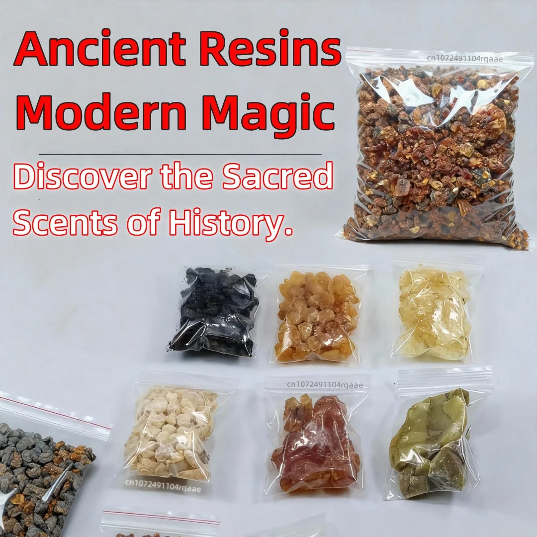 Premium Natural Resin Incense Pack: Frankincense & Myrrh for Stress Relief, Dragon's Blood, Benzoin, Gum Arabic. 100% Pure,