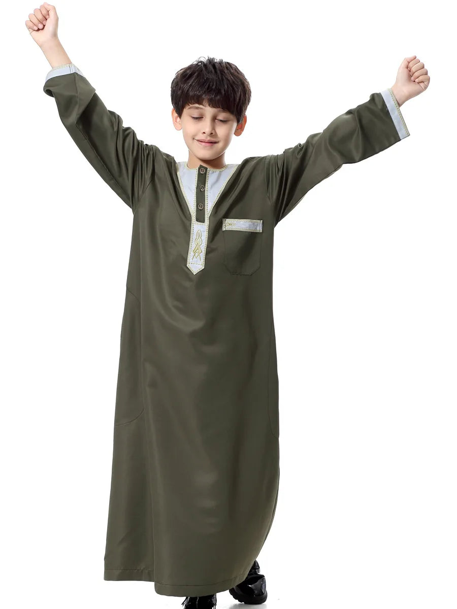 Eid Muslim Kids Abaya Jubba Thobe Dress Kimono Boy Thobe Thawb Caftan for Children Ramadan Long Robes Dress Dubai Arab 2026