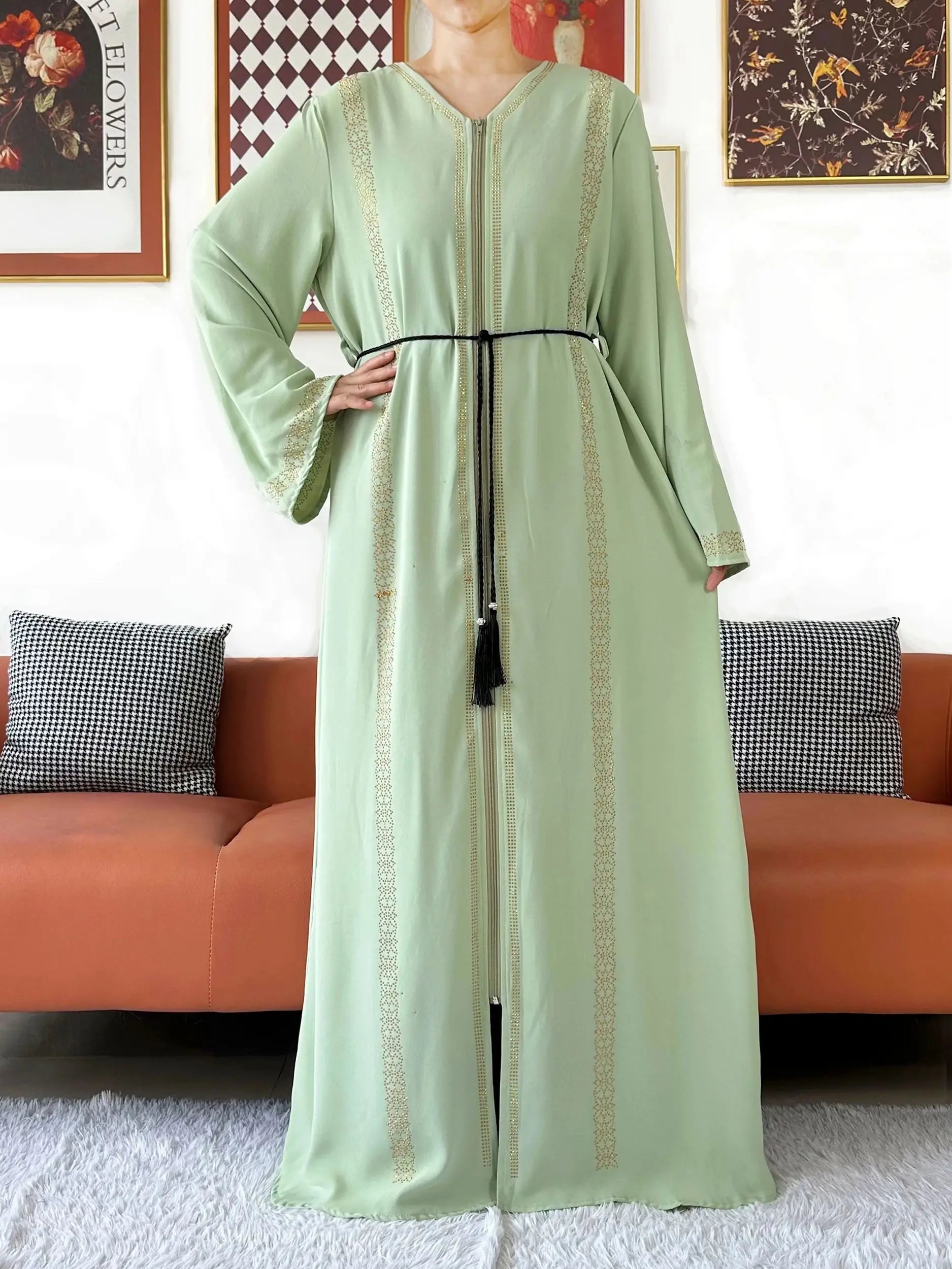 New Elegant Women Abaya Long Sleeve Chiffon Loose Open Abaya Muslim Islamic Clothing Cardigan Style Muslim Fashion Dresses