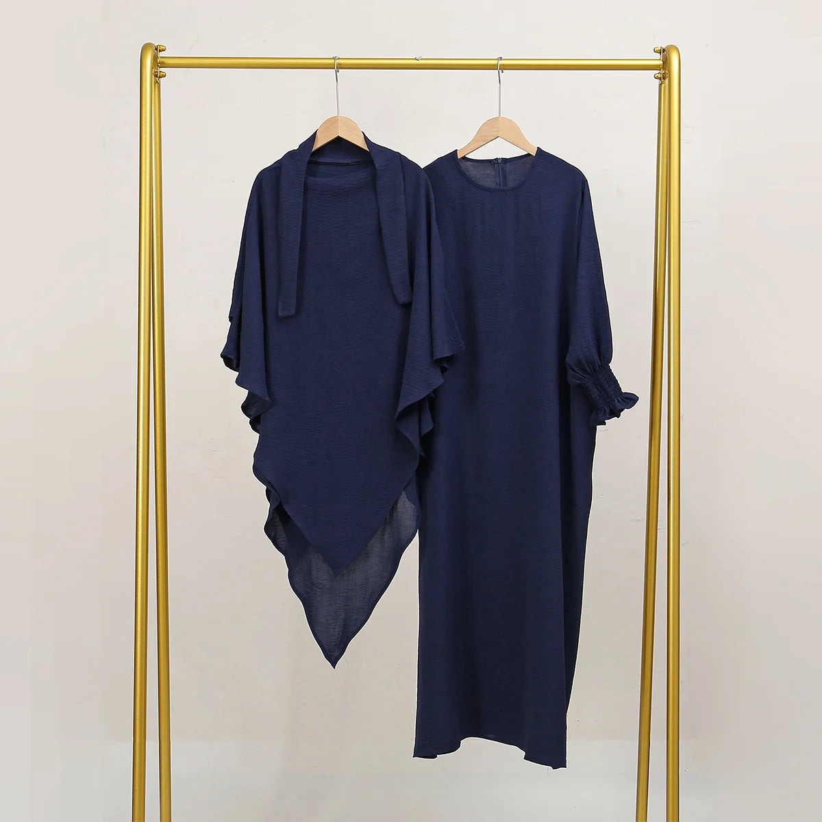 Two Piece Jilbab Prayer Set Abaya for Woman Batwing Hijab Dress Muslim Kimono Kaftan Robe Long Khimar Islam Cloth Jilbab Ramadan