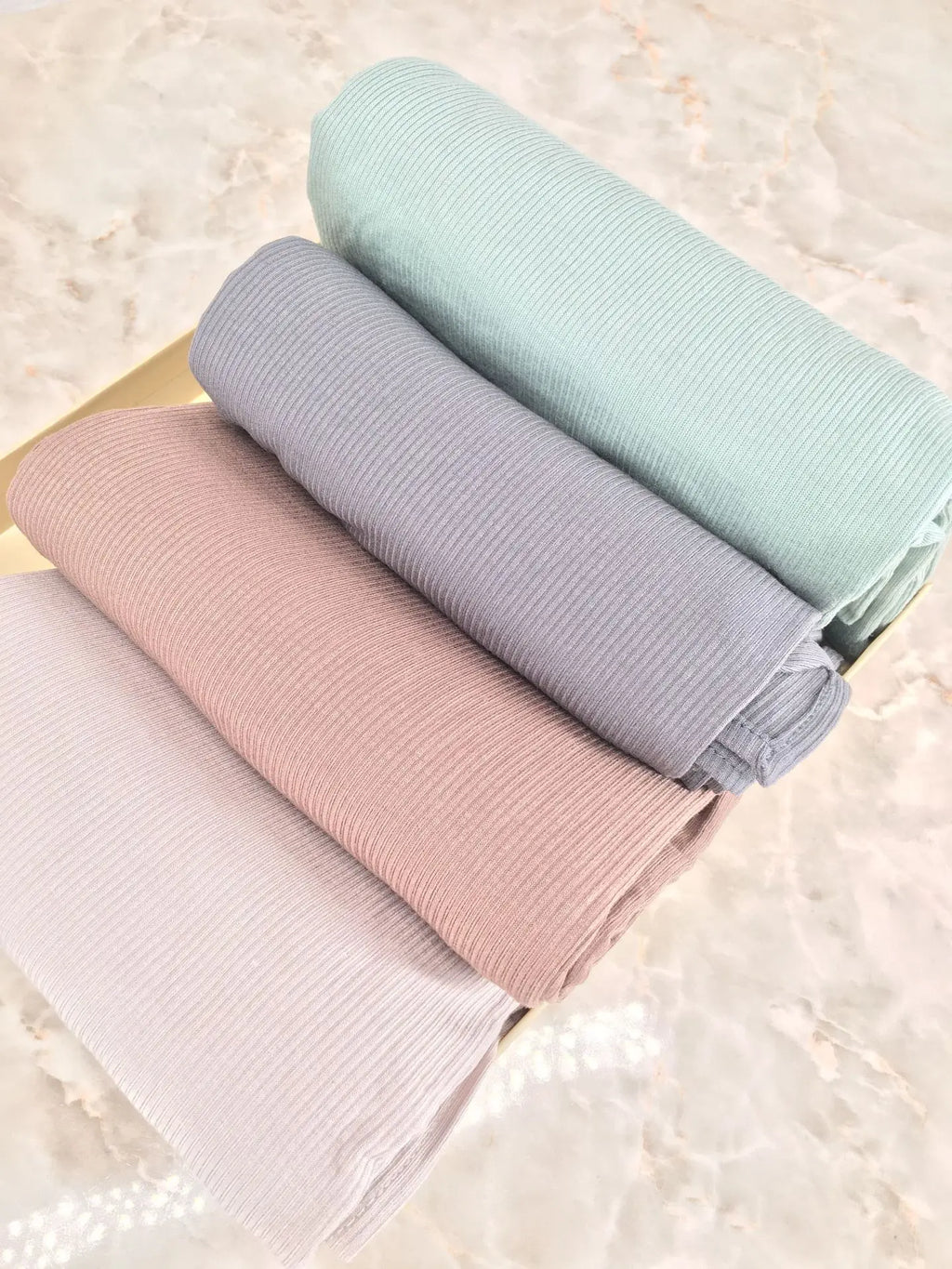 Premium Bamboo Ribbed Jersey Hijab Scarf for Women Elastic Breathable Thread Knitted Scarf Women Soft Striped Headscarf Bandana