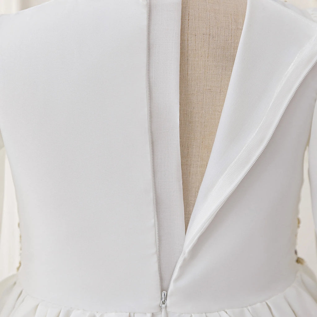 Middle Eastern Arabian Kids Robe Splice Embroidered Belt Dress Muslim Long Sleeve Abayas Dubai Islam Girls Lace Dress Party Gown