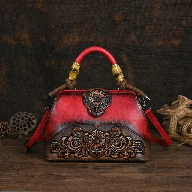 Luxury Handbags For Women Leather Shoulder Bags 2025 New Vintage Carved Ladies Hand Bags Designer Luxury Bag