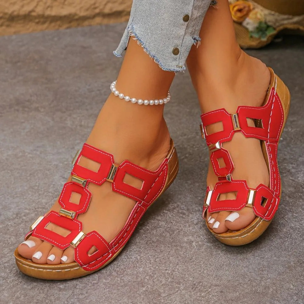 Large Size Roman Style Women's Sandals Open Toe Beach Slippers Summer Wedges Comfortable Outdoor Slip-On Shoes for Women