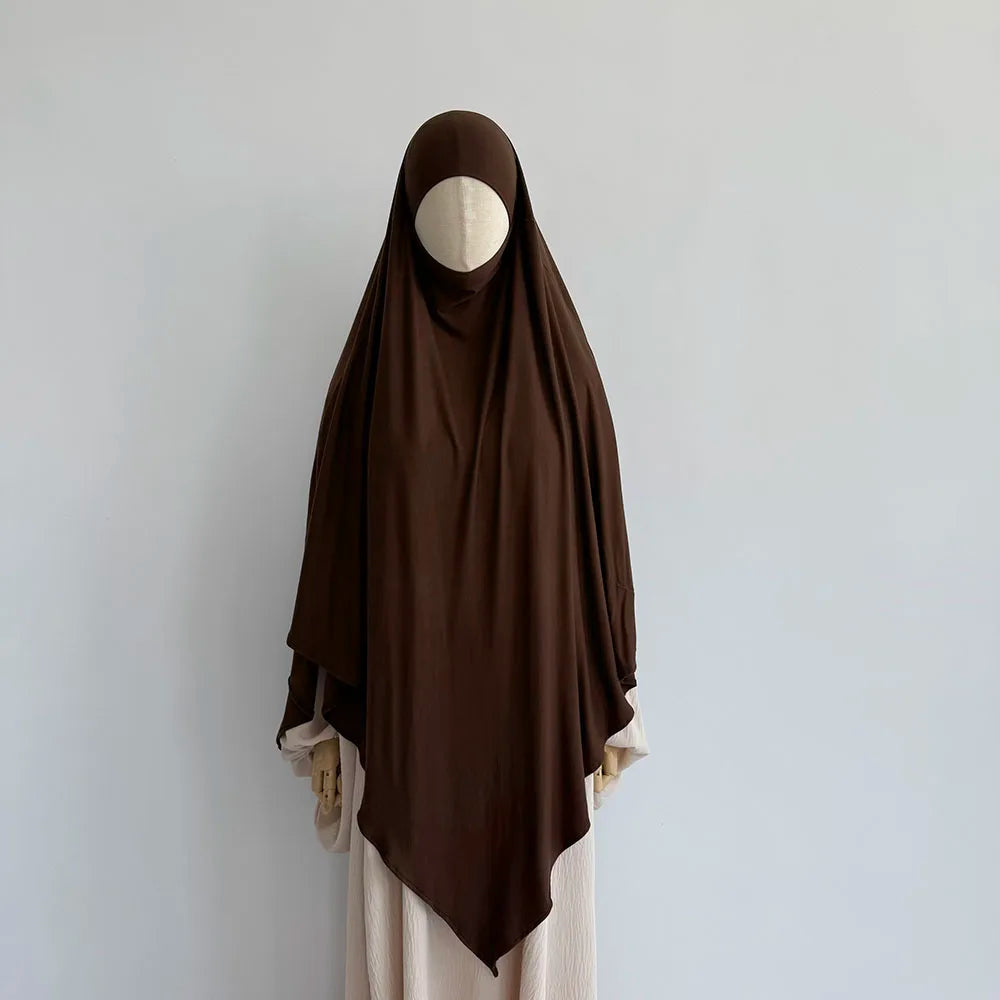 Premium Cotton Jersey Khimar Stretchy Lightweight Breathable One Layer Islam Muslim Women Eid Ramadan Long Prayer Hijab Khimar