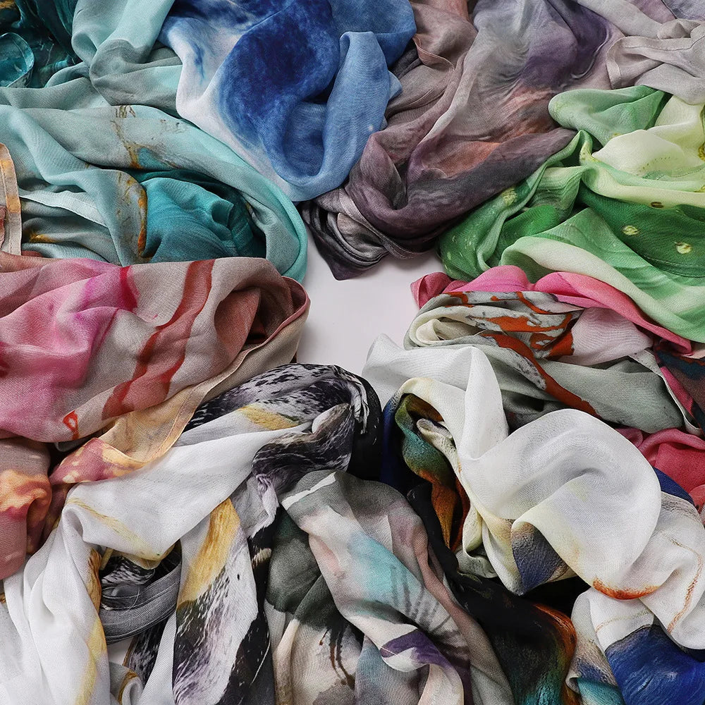 Premium Printed Rayon Modal Hijabs Cotton Hijab Scarf for Women Wraps and Shawls Musulman Headband Islamic Ramadan Turban