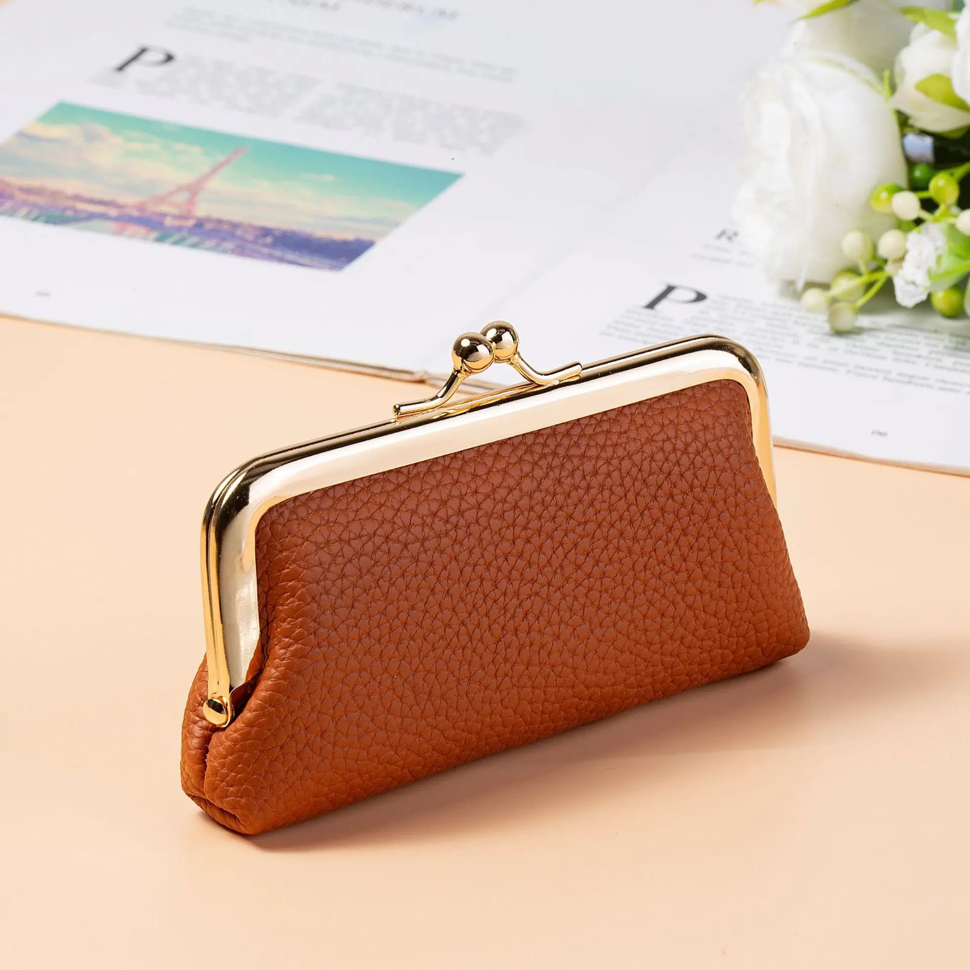 Mini Fashion Lipstick Wallet Women's PU Coin Purse Storage Bag Compact Portable Urban Simple Style Daily Use Lightweight