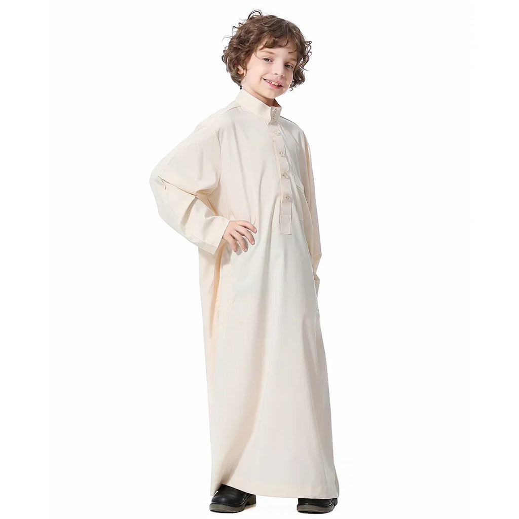 Muslim Saudi Arab Boys Robe Kids Abaya Kaftan Prayer Islam Ramadan Clothing Long Sleeve Thobe Middle East Teenage Dress Dubai