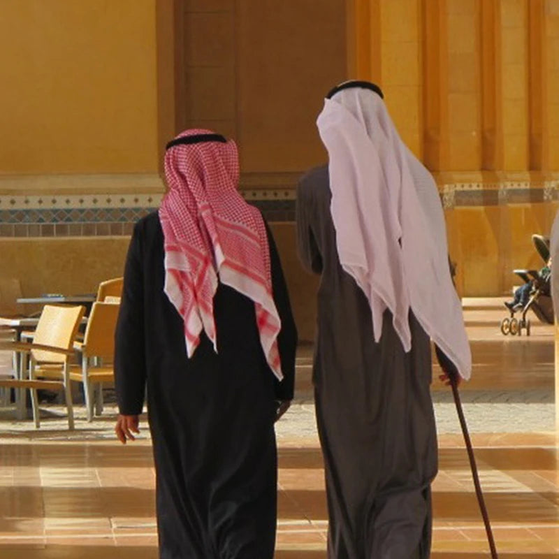 Saudi Arabic Islamic Accessories Men Praying Hat Headscarf Headband Muslim Traditional Costumes Clothing Plaid Turban 140*140cm